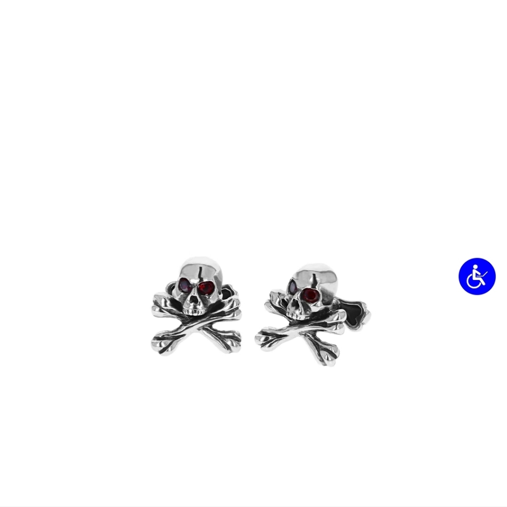 King baby skull and cross bones garnet cuff links - Picture 7 of 7